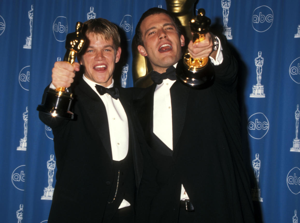 LOS ANGELES - MARCH 23:   Actor Matt Damon and actor Ben Affleck attend the 70th Annual Academy Awards on March 23, 1998 at Shrine Auditorium in Los Angeles, California. (Photo by Ron Galella, Ltd./Ron Galella Collection via Getty Images) 