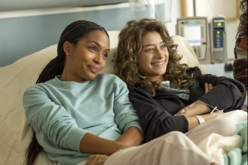 Jane (Yara Shahidi, L) visits Corinne (Odessa A'Zion) in the hospital. Photo courtesy of Prime Video