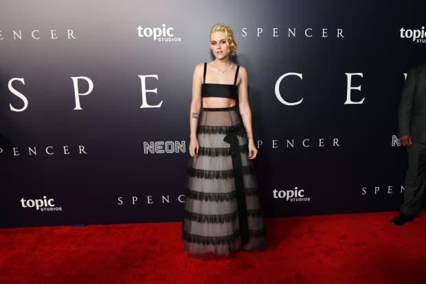 Stewart in Chanel at the Los Angeles premiere of 'Spencer.'<p>Photo: Amy Sussman/Getty Images</p>