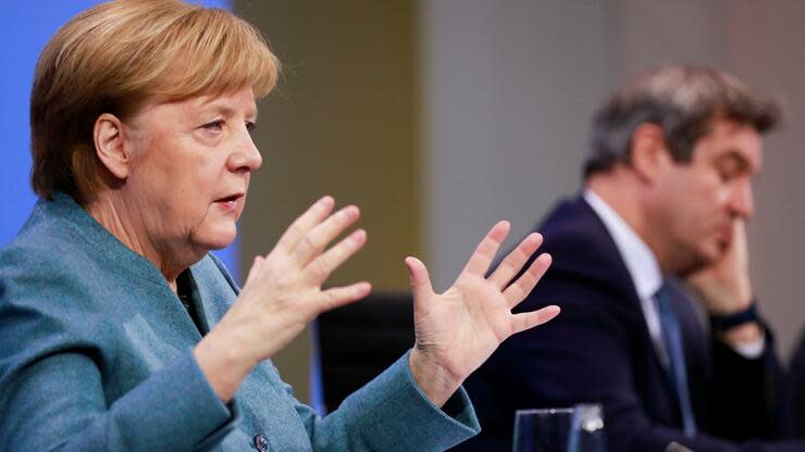 Bundeskanzlerin Angela Merkel erläutert die Ergebnisse des Impfgipfels. Foto: dpa