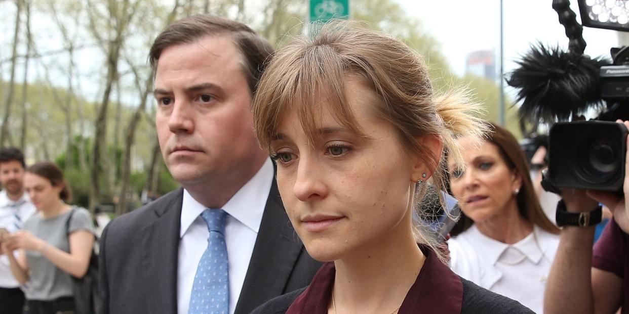 actress allison mack arrives at court over sex trafficking charges