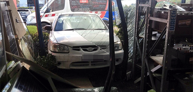 Driver, 77, slammed into the front of Campbellfield battery shop. Photo: 7News