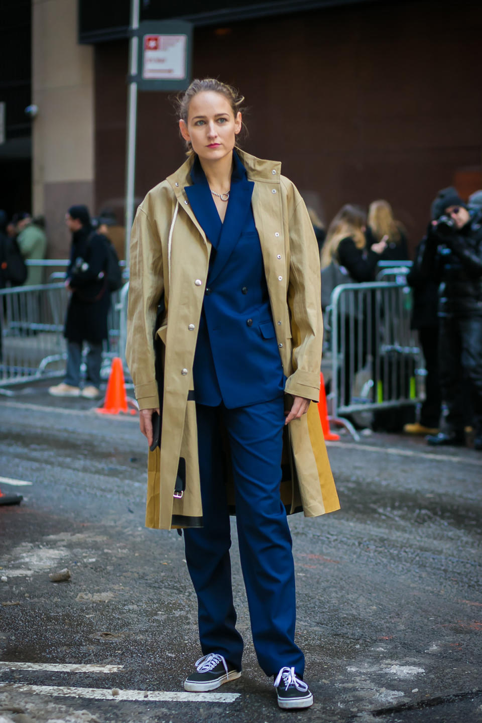 Actress Leelee Sobieski keeps it casual at New York Fashion Week.