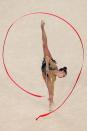 <p>Margarita Mamun of Russia competes during the Women’s Individual All-Around Rhythmic Gymnastics Final on Day 15 of the Rio 2016 Olympic Games at the Rio Olympic Arena on August 20, 2016 in Rio de Janeiro, Brazil. (Photo by Alex Livesey/Getty Images) </p>