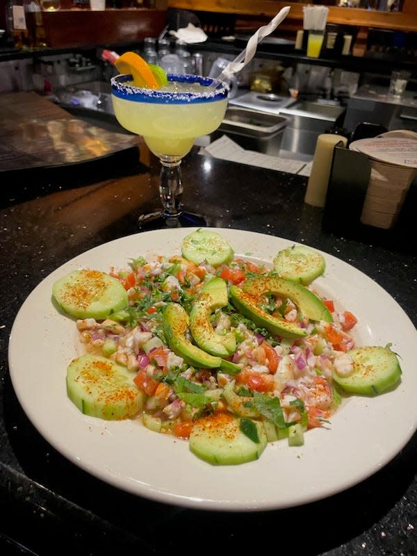 House ceviche and a Cadillac margarita at La Cabana Mexican Grill in Asheville.