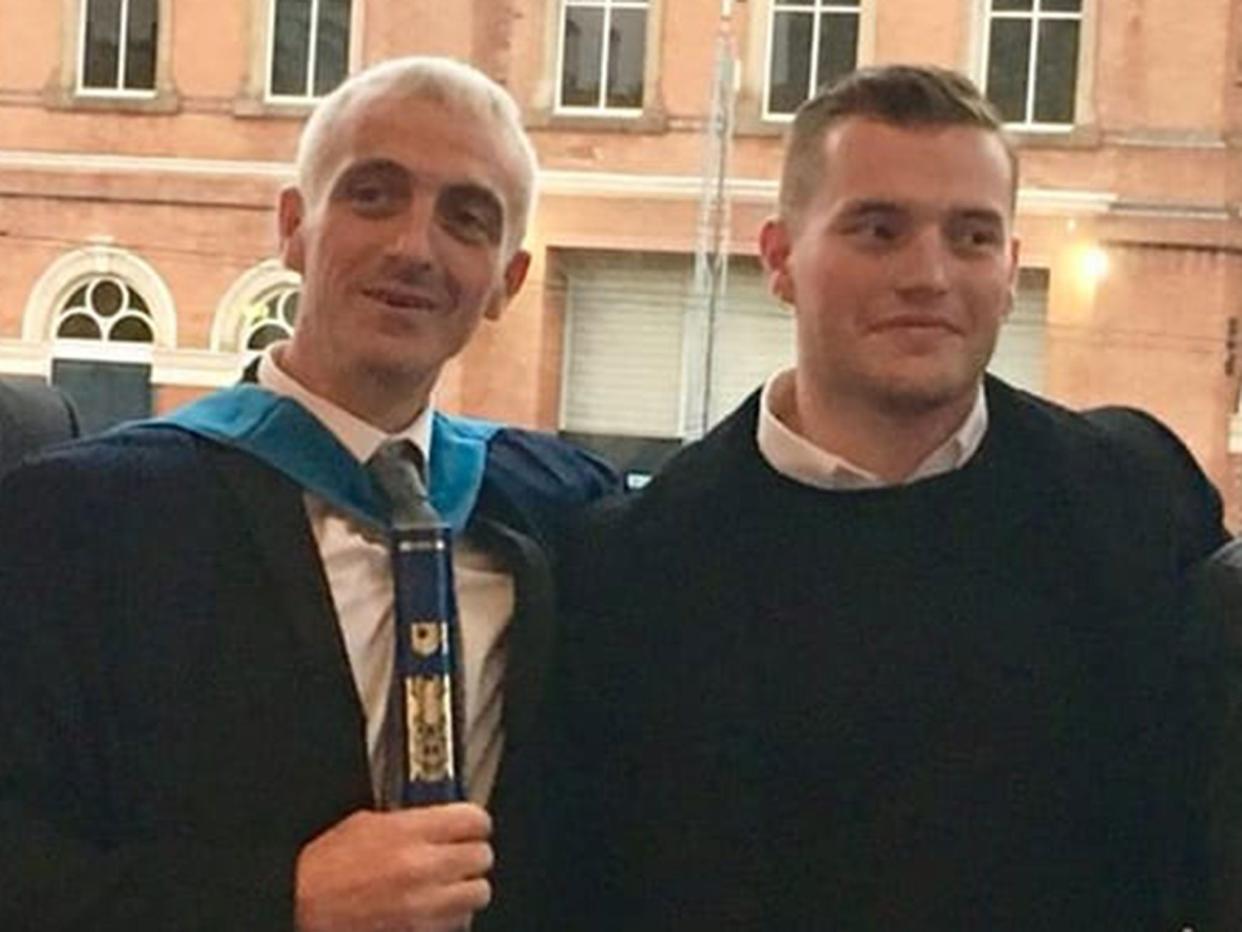 John Crilly with Jack Merritt at his university graduation in Manchester in September: Facebook