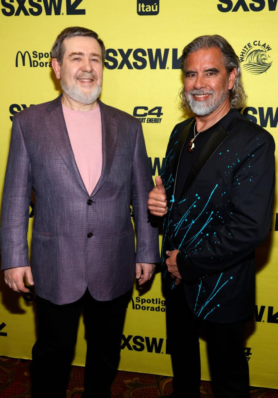 Alexey Pajitnov and Henk Rogers attend the ‘Tetris’ premiere earlier this month (Getty)