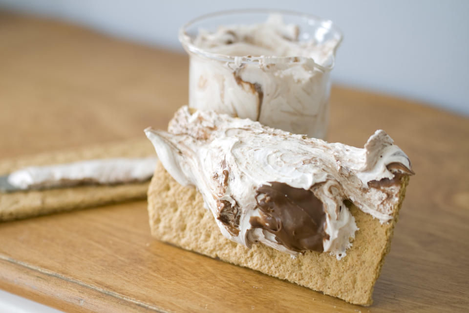 This Sept. 9, 2013 photo shows DIY Nutella marshmallow spread. (AP Photo/Matthew Mead)