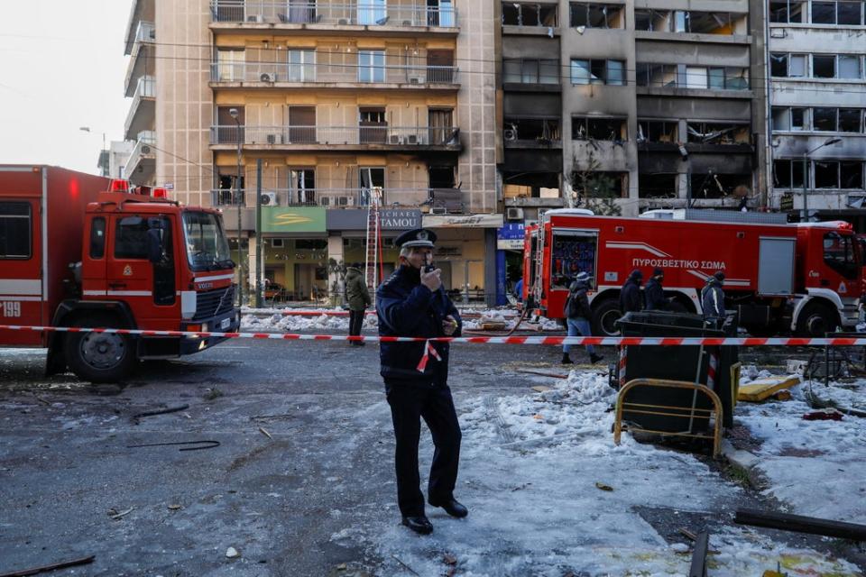 File: A police officer blocks the road in Athens, Greece  (Reuters)