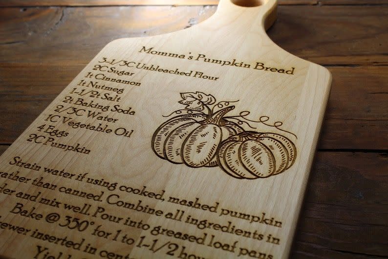 1) Personalized Recipe Cutting Board