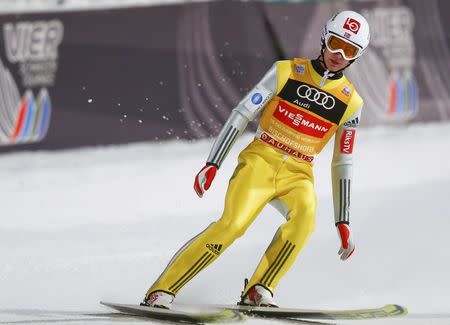 Ski Jumping - 65th four-hills ski jumping tournament final round - Bischofshofen, Austria - 06/01/2017 - Norway's Daniel Andre Tande reacts. REUTERS/Dominic Ebenbichler