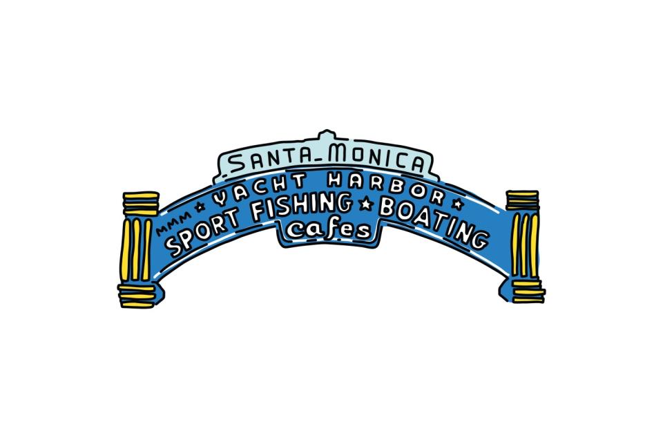 Spot illo of santa monica pier sign