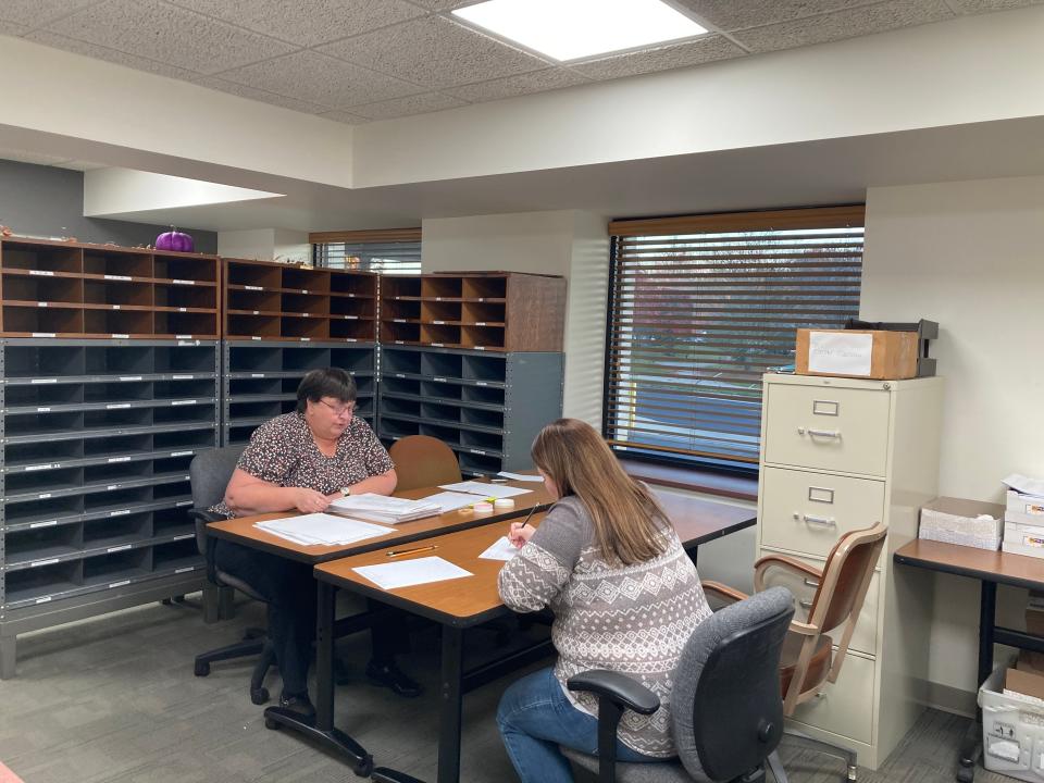Ashland County Board of Elections employees recount election results Tuesday afternoon.