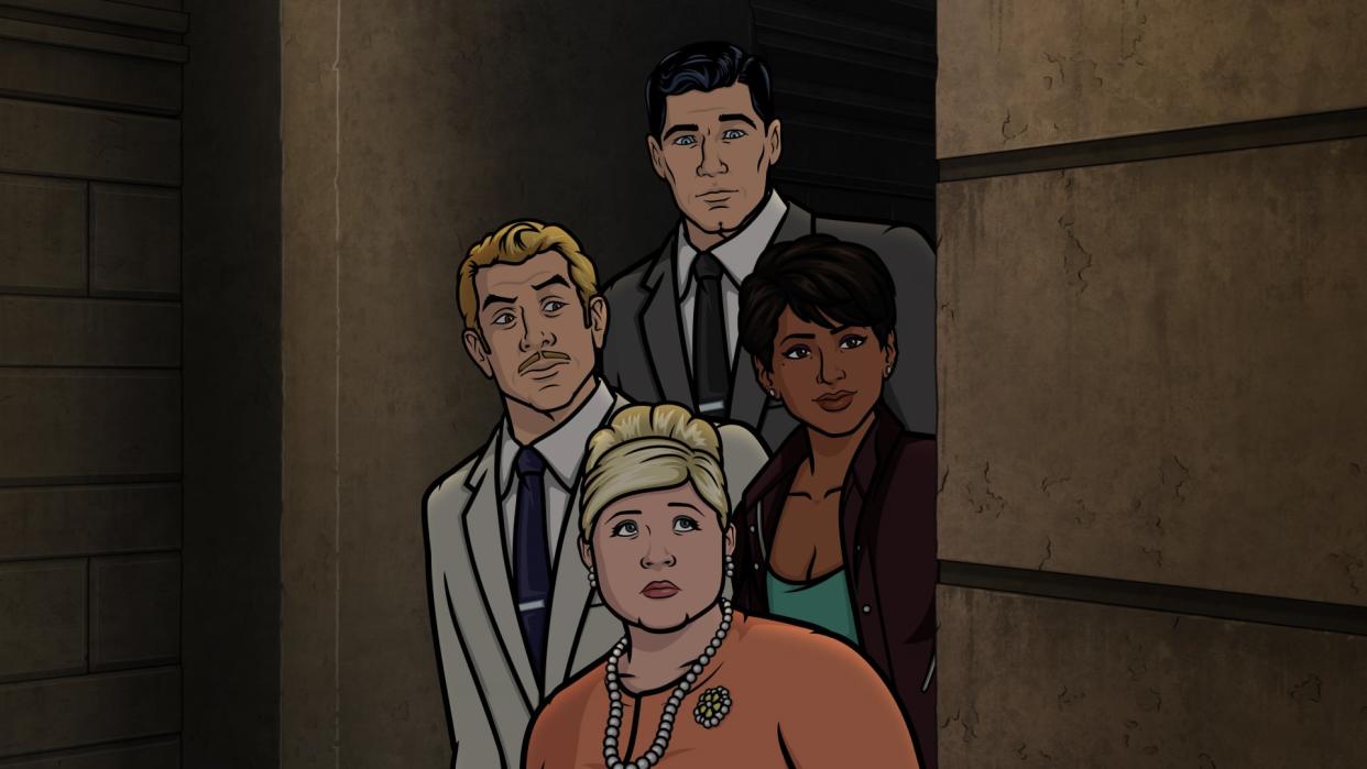  Ray Gillette, Pam Poovey, Sterling Archer and Zara Kahn in Archer. 