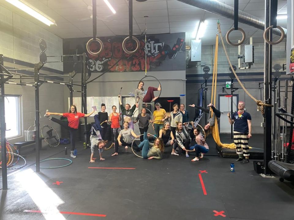 Every Sunday for the month of October the Yukon Circus Society holds its Circus Sundays program at Avalanche Athletics. Participants can try juggling, stilt walking and aerial acrobatics. (Chris MacIntyre/CBC - image credit)