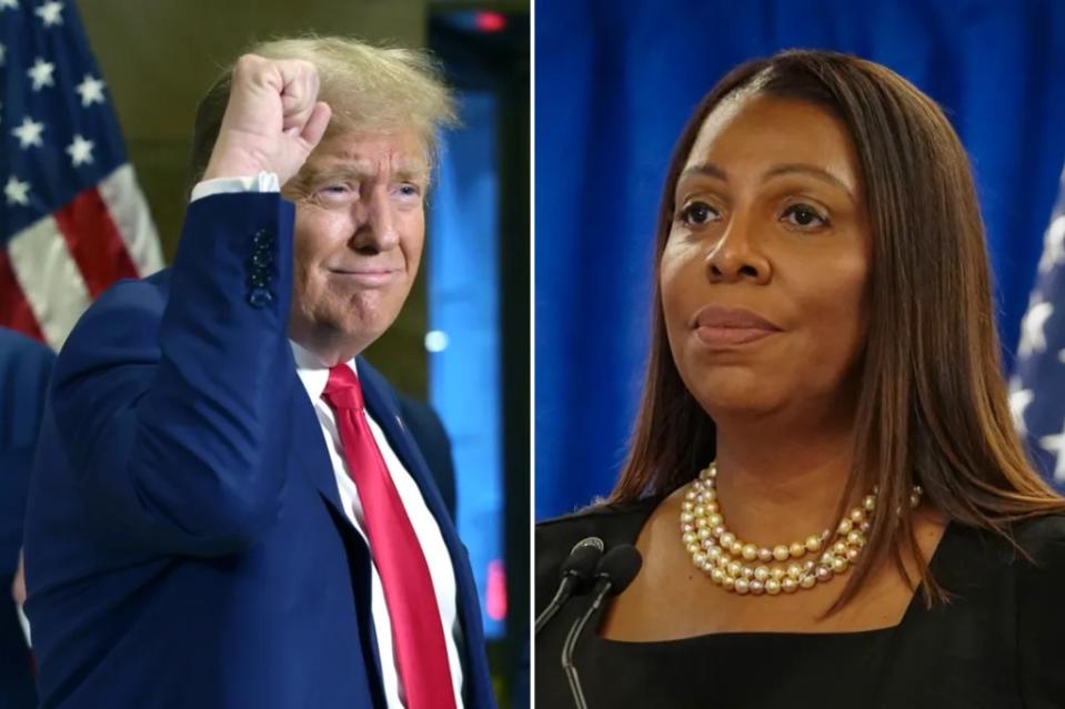 New York Attorney General Letitia James (right) could seize some of Trump’s properties if he can’t come up with the cash to pay his $454 million bond.