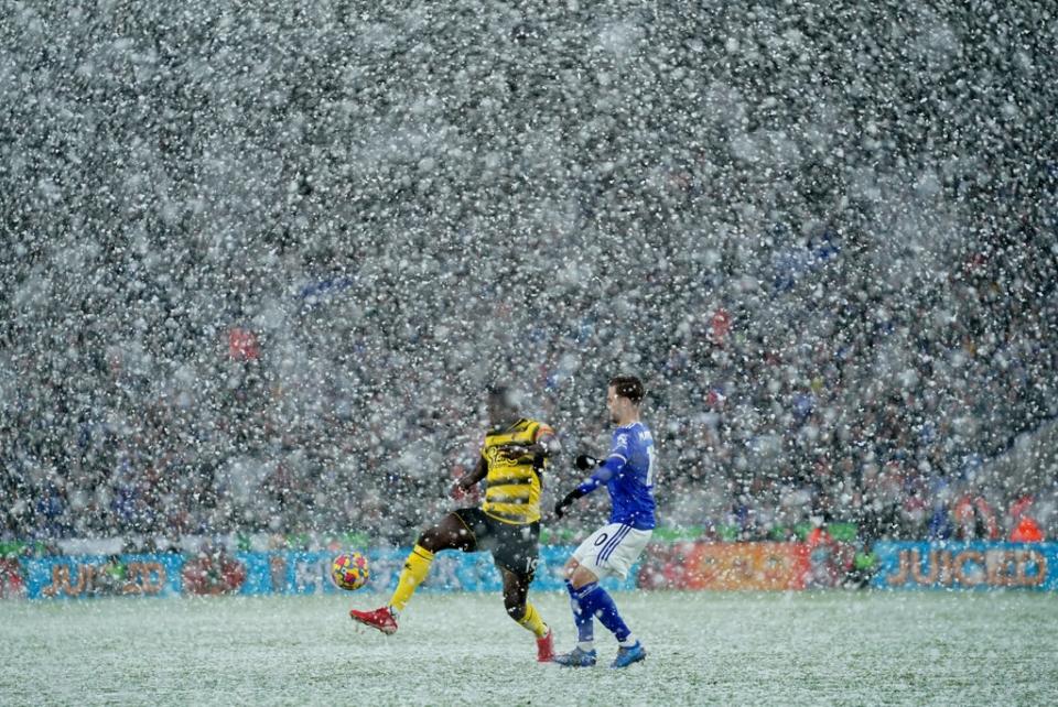 James Maddison, right, helped Leicester to victory over Watford in testing conditions (Tim Goode/PA) (PA Wire)