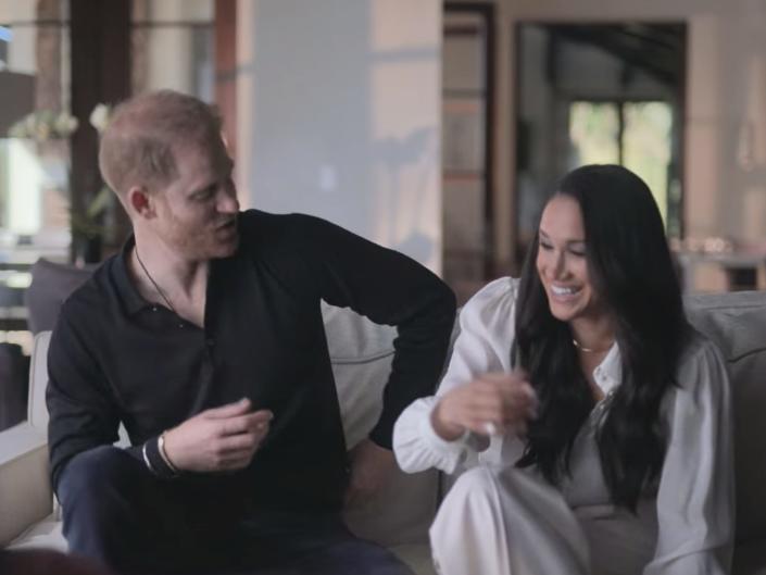 prince harry and meghan markle in &quot;harry and meghan&quot;