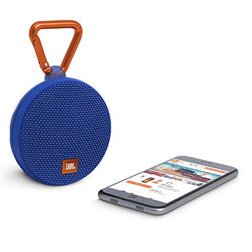 9) JBL Clip 2 Waterproof Portable Bluetooth Speaker (Blue)