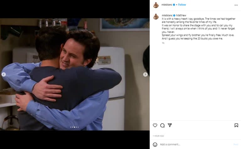 El emotivo homenaje de Matt LeBlanc a Matthew Perry en las redes (Foto: Instagram @mleblanc)