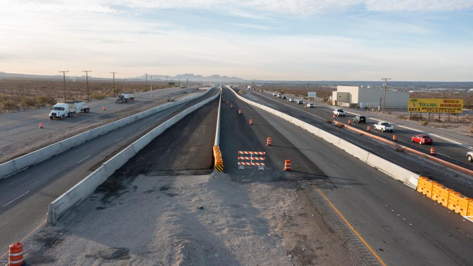 Construction on the I-10 West expansion project as seen in December 2023.