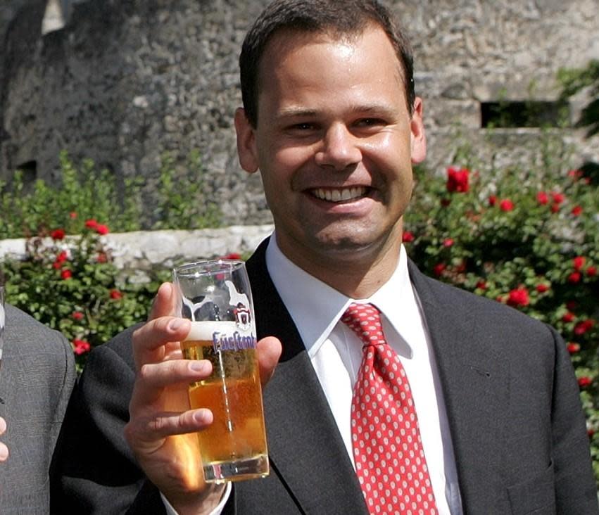 Prince Constantin in front of the Liechtenstein castle in Vaduz, Sunday Aug. 15, 2004.  / Credit: AP Photo/Keystone/Arno Balzarini