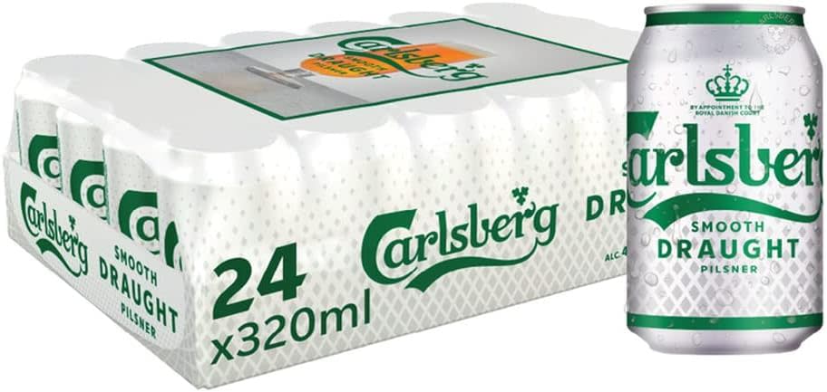 Carlsberg Smooth Draught Beer Can, 320 ml (Pack of 24)