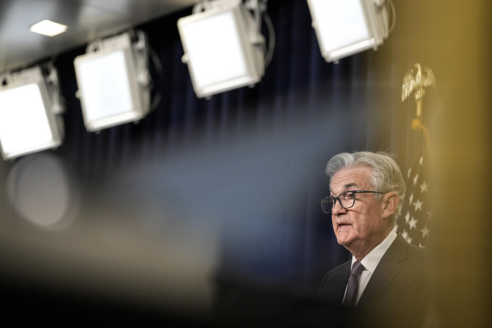 WASHINGTON, DC – 21. SEPTEMBER: Der Vorsitzende der US-Notenbank, Jerome Powell, spricht während einer Pressekonferenz nach der Sitzung des Federal Open Market Committee (FOMC) im Hauptsitz der Federal Reserve am 21. September 2022 in Washington, DC.  Powell kündigte an, dass die Federal Reserve die Zinsen um dreiviertel Prozentpunkte anheben werde.  (Foto von Drew Angerer/Getty Images)