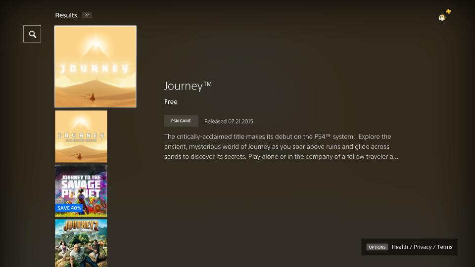 Journey (PlayStation Store listing, PS4)