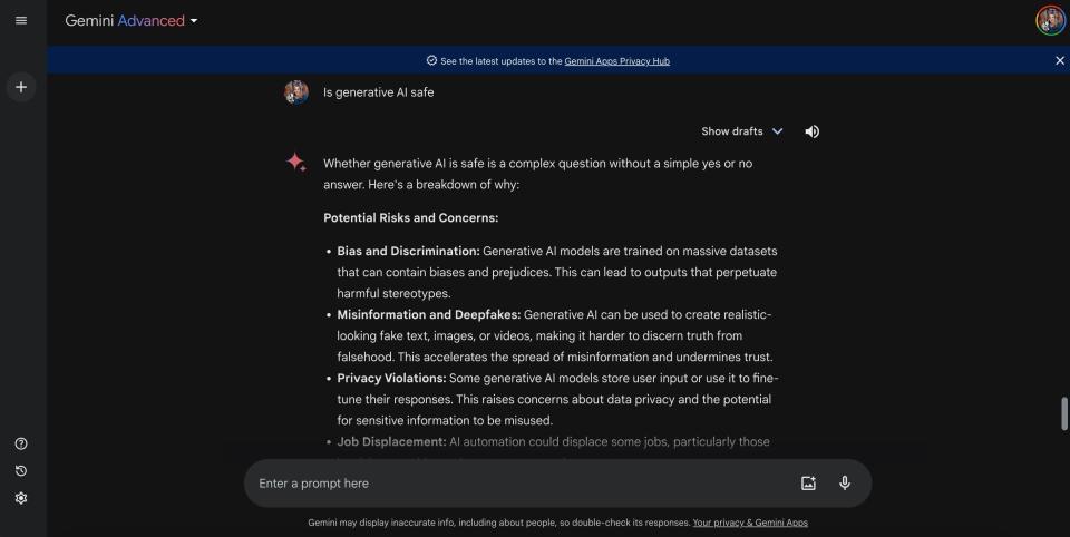 Is generative AI safe? Gemini gives an answer