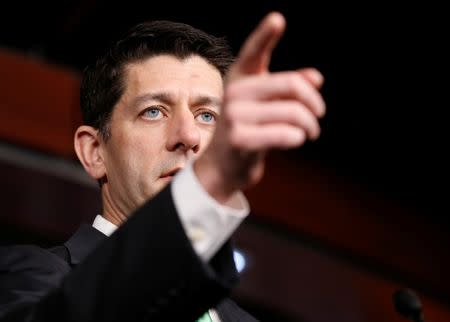 Speaker of the House Paul Ryan (R-WI) speaks to the media on Capitol Hill in Washington, U.S., March 16, 2017. REUTERS/Joshua Roberts