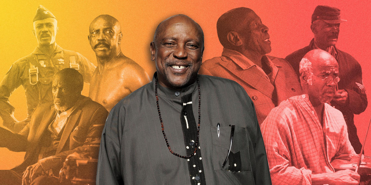 Seen here, from left: Louis Gossett Jr. in "Iron Eagle," "Watchmen," "Diggstown," "The Cuban," "Roots" and "Ellen." (Photo: Illustration: Isabella Carapella/HuffPost; Photos: Getty Images, HBO, Brainstorm Media)