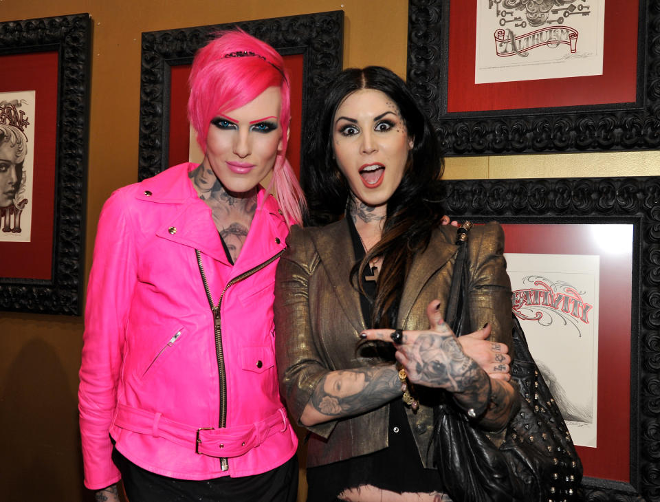 Jeffree Star is taking aim at former friend Kat Von D (pictured in 2012) on the internet. (Photo: John Sciulli/Getty Images for Sephora)