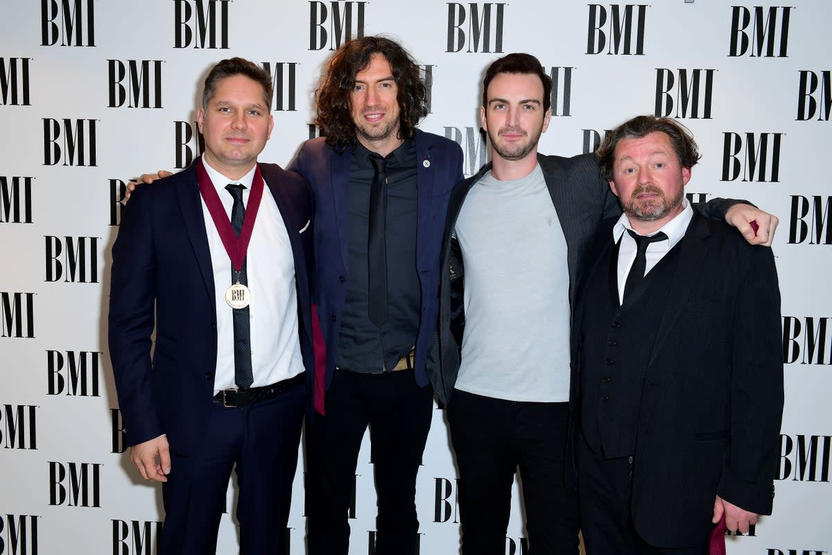 Snow Patrol’s Paul Wilson, Jonny Quinn, Gary Lightbody and Tom Simpson. Wilson and Quinn are leaving the band (Ian West/PA) (PA Archive)