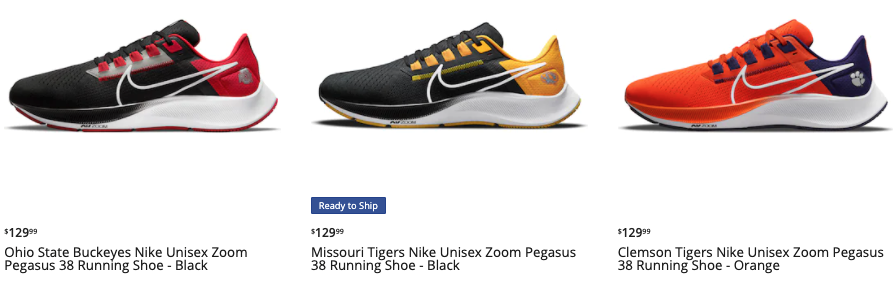 2021 NCAA Nike Pegasus 38 Sneakers