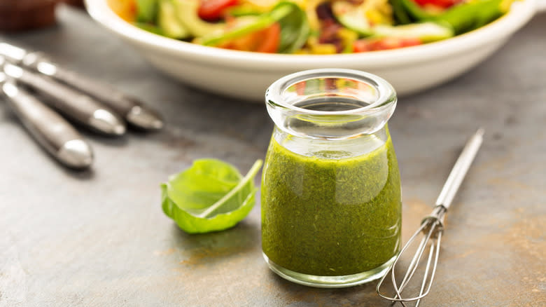 Green goddess dressing in jar