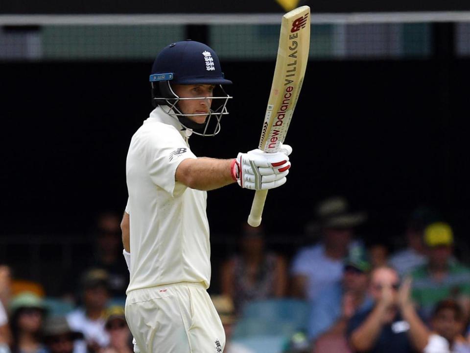 Joe Root celebrates passing his half-century in the second innings (Getty)