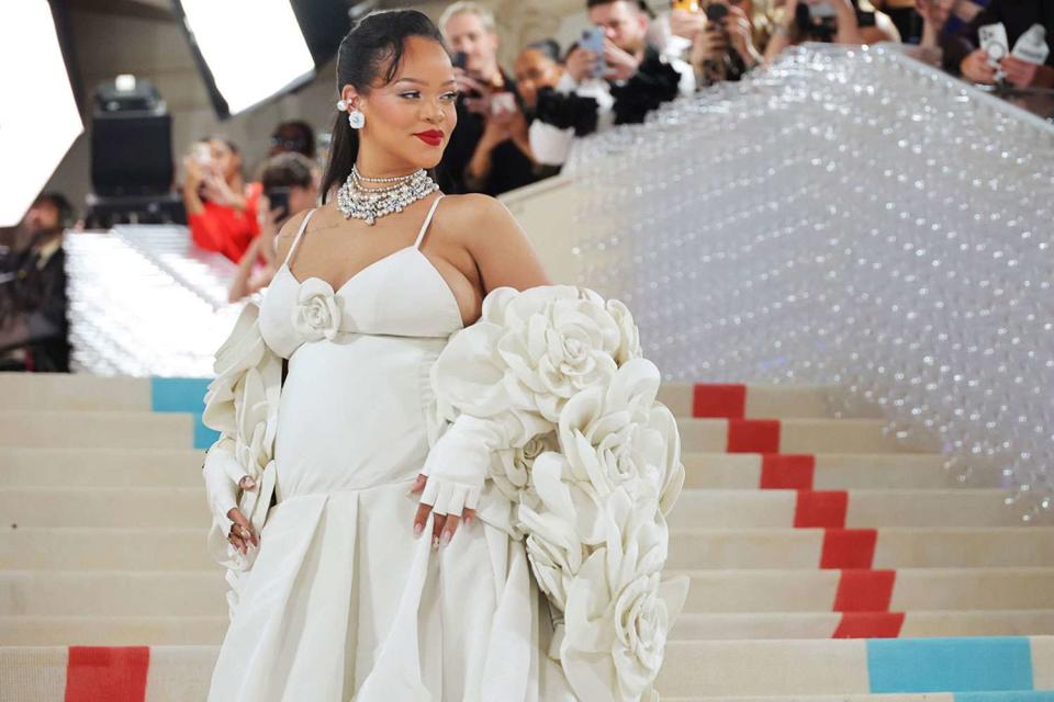 Mike Coppola/Getty  Rihanna at the 2023 Met Gala