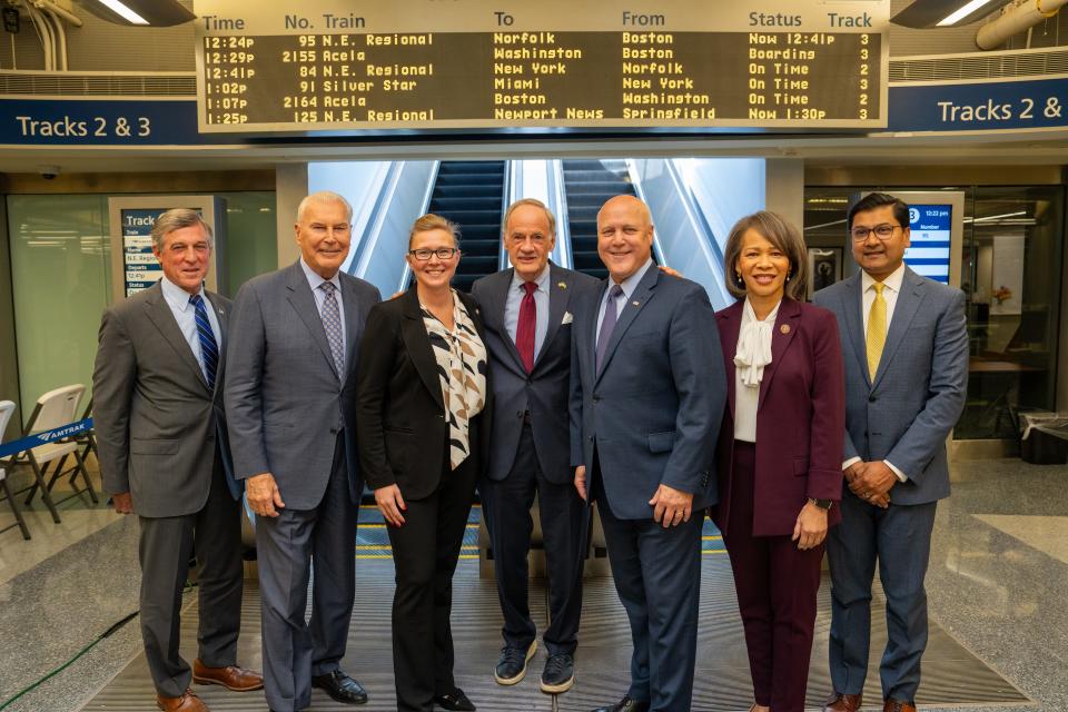 Event attendees at the ribbon-cutting ceremony for improvements to the Joseph R. Biden Jr. Railroad Station included Gov. John Carney, Wilmington Mayor Mike Purzycki, Sen. Tom Carper and Rep. Lisa Blunt Rochester.