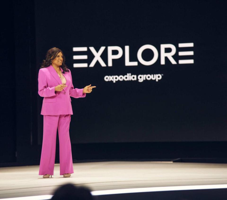 Rathi Murthy, then Expedia Group's chief technology officer, spoke on stage at Expedia's partner conference in Las Vegas May 14, 2024. Three days later the company announced that Murthy and Senior Vice President, Core Services Product & Engineering, Sreenivas Rachamadugu,  are no longer with the company.  Expedia Group