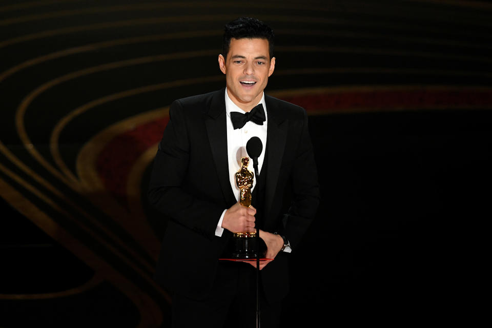 Rami Malek accepts the Best Actor in a Leading Role award for <em>Bohemian Rhapsody</em> during the 91st annual Academy Awards at the Dolby Theatre on Feb. 24, 2019, in Hollywood. (Photo: Kevin Winter/Getty Images)