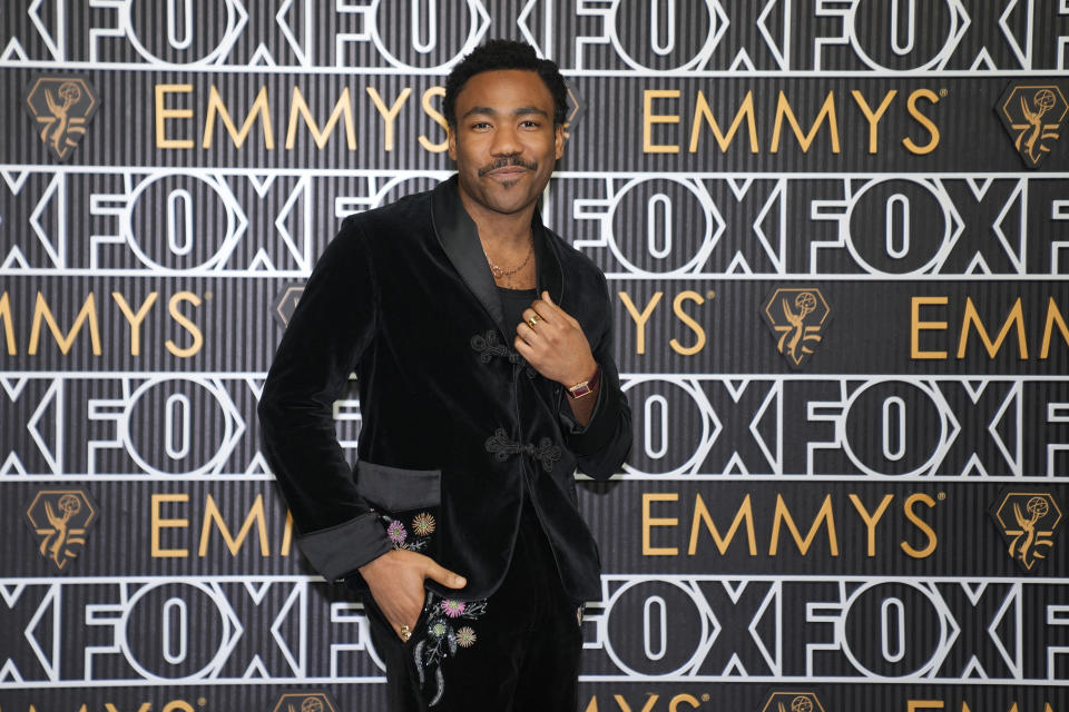 Donald Glover arrives at the 75th Primetime Emmy Awards on Monday, Jan. 15, 2024, at the Peacock Theater in Los Angeles. (AP Photo/Ashley Landis)