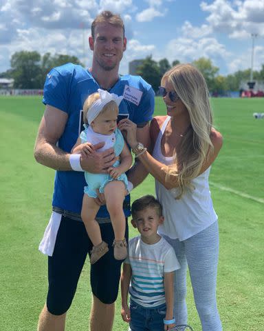 <p>Lauren Tannehill Instagram</p> Ryan Tannehill and Lauren Tannehill with their kids, Steel and Stella in 2019