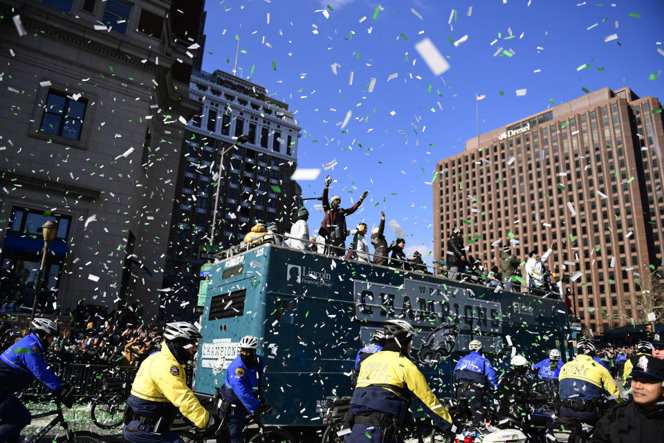 The Super Bowl dream included a ticker tape parade for the Philadelphia Eagles. (Getty Images)