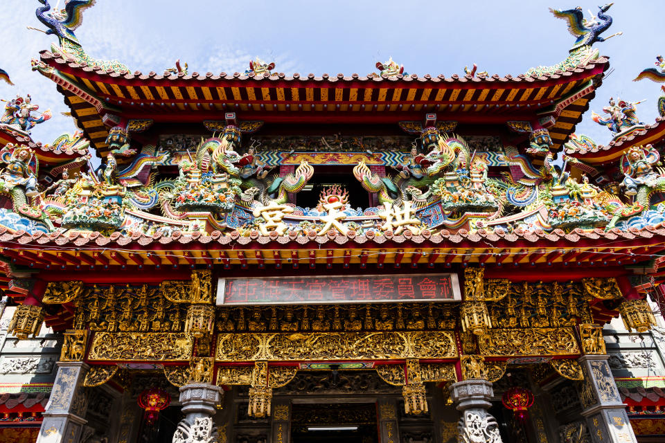 Miaoli, Taiwan- September 14, 2023: The building view of the Baishatun Gongtian Temple in Miaoli, Taiwan, is worshiped to the sea goddess Mazu.