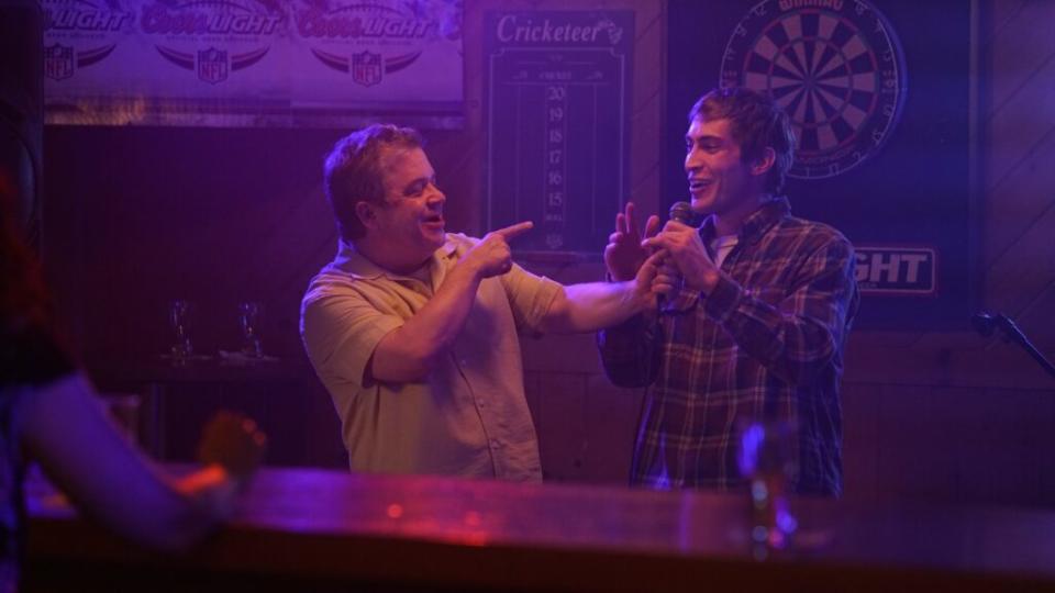 James Morosini and Patton Oswalt in a scene from I Love My Dad