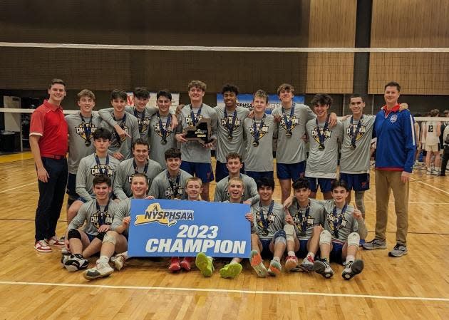 Fairport's boys volleyball team completed a perfect 21-0 season after beating reigning champion Shenendehowa to win the NYSPHSA Division I championship.