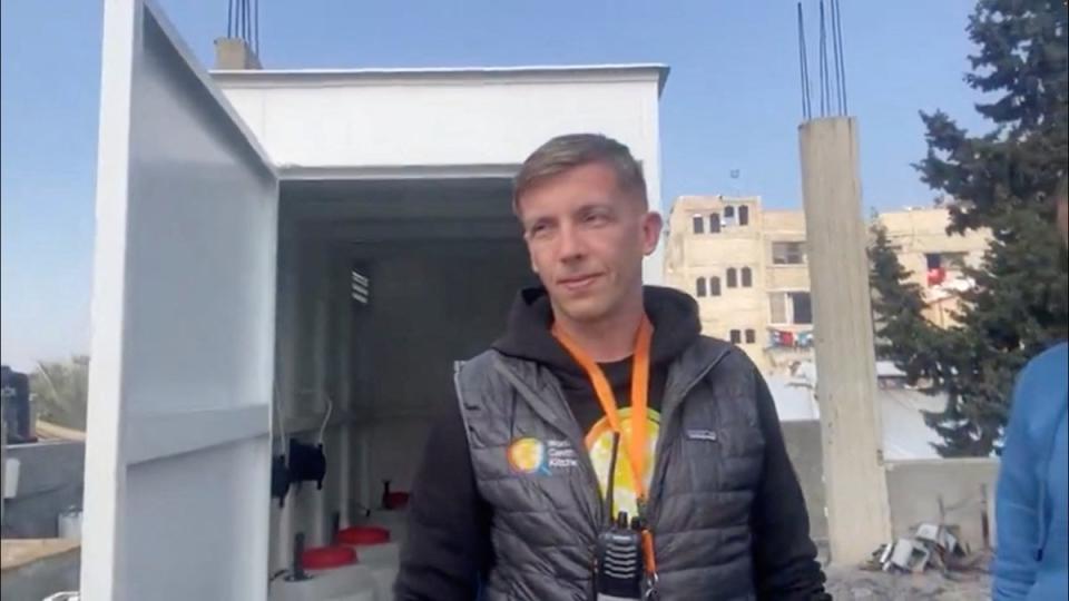 Damian Sobol, 35, started volunteering with WCK in the border town of Przemysl at the start of Russia’s full-scale invasion of Ukraine where he was helping feed refugees (via REUTERS)