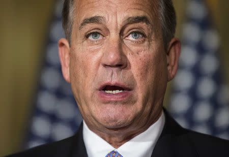 Speaker of the House John Boehner (R-OH) makes a statement on Capitol Hill in Washington, in this November 21, 2014 file photo. REUTERS/Joshua Roberts/Files