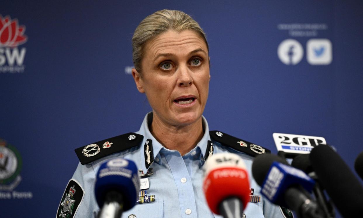 <span>AFP deputy commissioner Krissy Barrett said five teenagers were charged with terrorism offences, but police did not believe there was evidence of a planned attack.</span><span>Photograph: Dan Himbrechts/AAP</span>